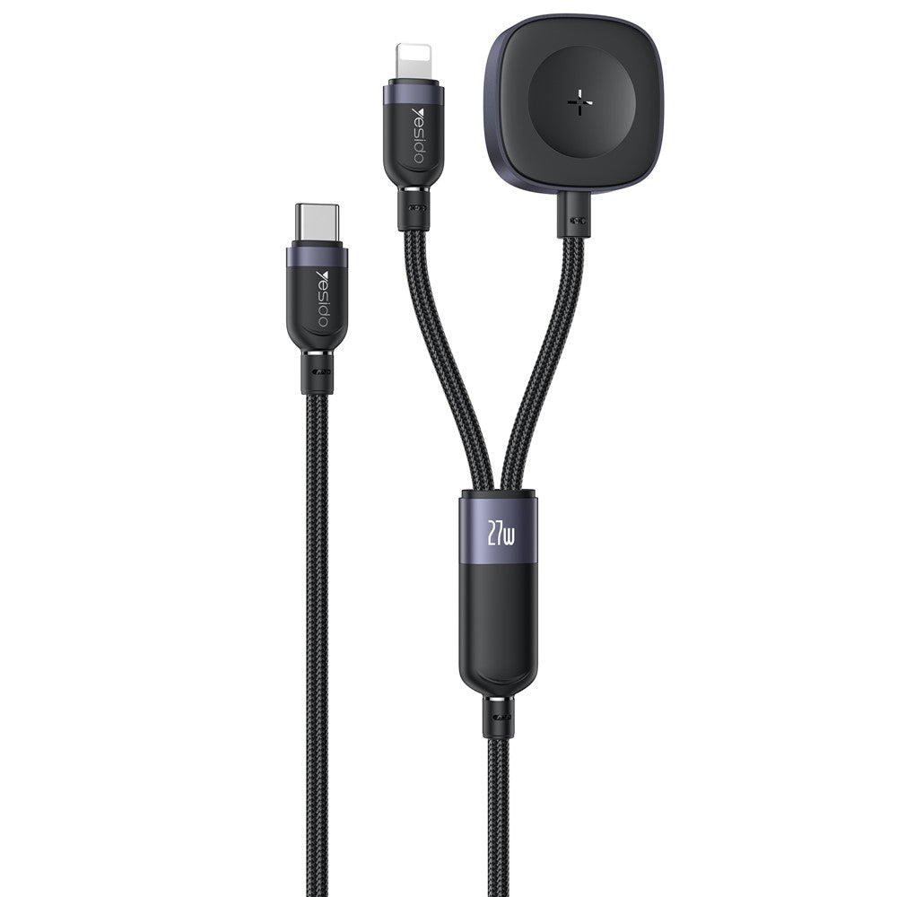 YESIDO CA136L 27W Fast Charging Type C to iP  /  for Apple Watch Wireless Charging Dock 2 in 1 Charging Cable