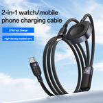 YESIDO CA136L 27W Fast Charging Type C to iP  /  for Apple Watch Wireless Charging Dock 2 in 1 Charging Cable