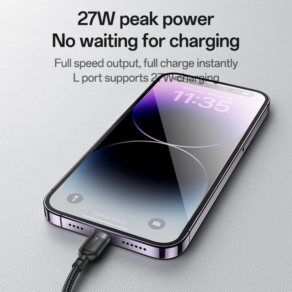 YESIDO CA136L 27W Fast Charging Type C to iP  /  for Apple Watch Wireless Charging Dock 2 in 1 Charging Cable