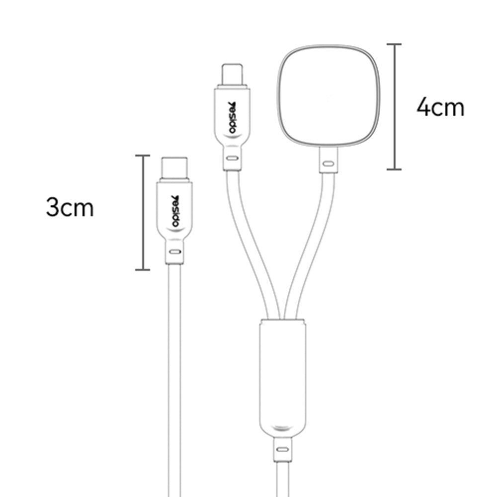 YESIDO CA136L 27W Fast Charging Type C to iP  /  for Apple Watch Wireless Charging Dock 2 in 1 Charging Cable