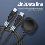 2 m 2-i-1 USB A / USB C til USB-C / til Apple Watch trådløs opladningsdock PD 100W hurtigopladningskabel