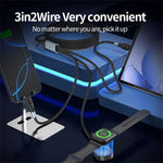 2 m 2-i-1 USB A / USB C til USB-C / til Apple Watch trådløs opladningsdock PD 100W hurtigopladningskabel