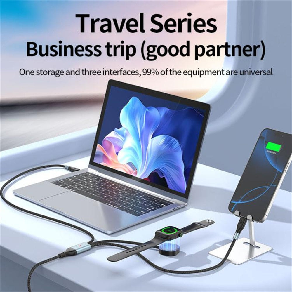2 m 2-i-1 USB A / USB C til USB-C / til Apple Watch trådløs opladningsdock PD 100W hurtigopladningskabel