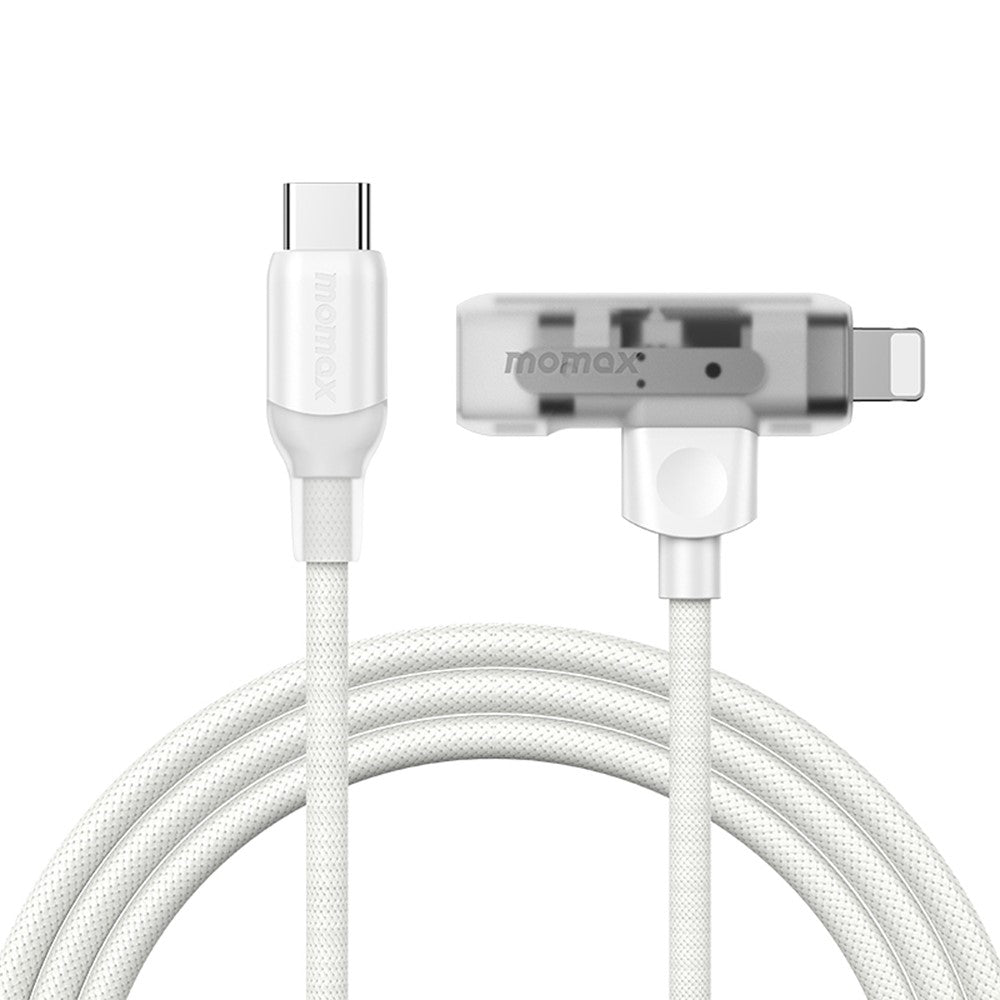 MOMAX 1-Link 1,5m 2-i-1 hurtigopladende flettet kabel Mfi-certificeret USB-C til USB-C / Lightning-kabel