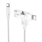 MOMAX 1-Link 1,5m 2-i-1 hurtigopladende flettet kabel Mfi-certificeret USB-C til USB-C / Lightning-kabel