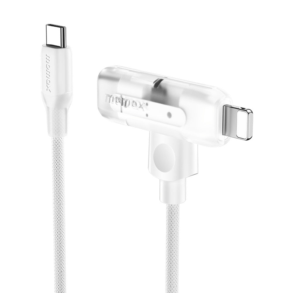 MOMAX 1-Link 1,5m 2-i-1 hurtigopladende flettet kabel Mfi-certificeret USB-C til USB-C / Lightning-kabel