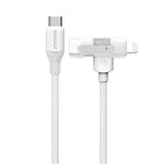 MOMAX 1-Link 1,5m 2-i-1 hurtigopladende flettet kabel Mfi-certificeret USB-C til USB-C / Lightning-kabel