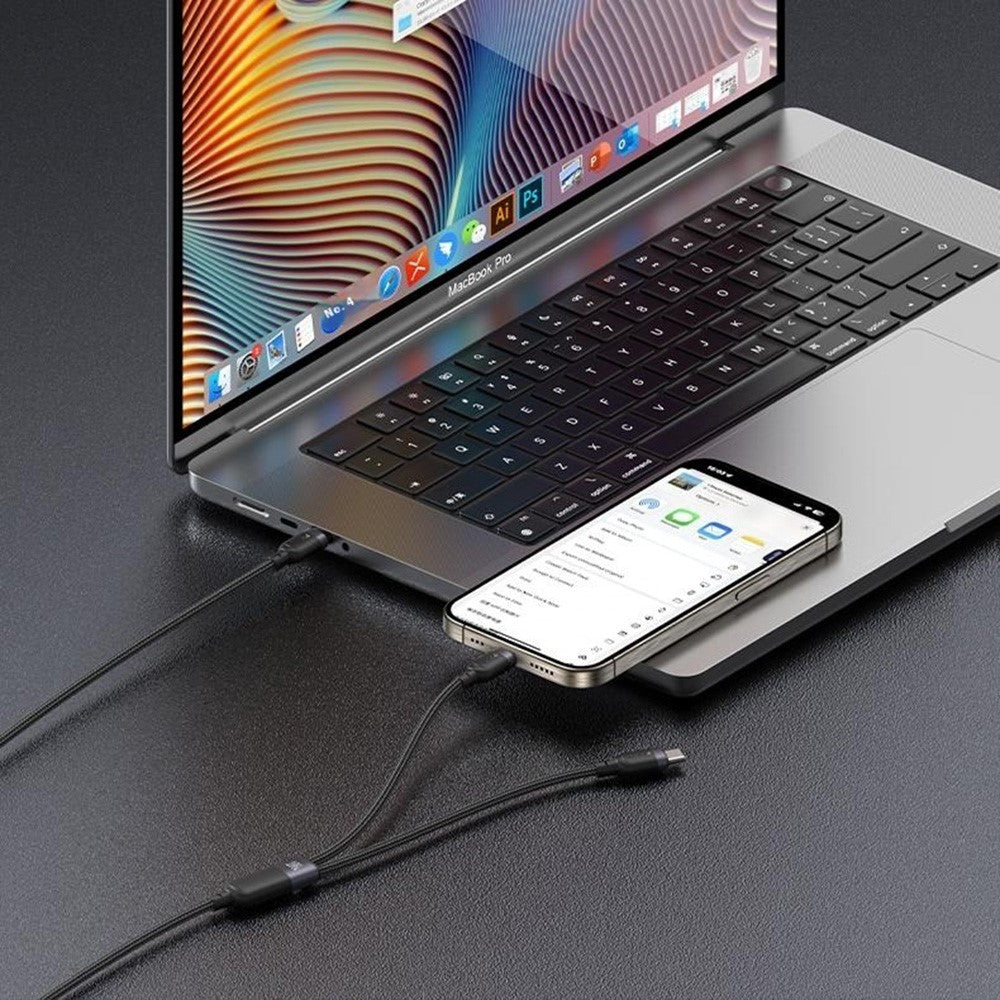 YESIDO CA92 2 in 1 USB C to Dual USB C Splitter Cable PD 100W Fast Charging Braided Wire