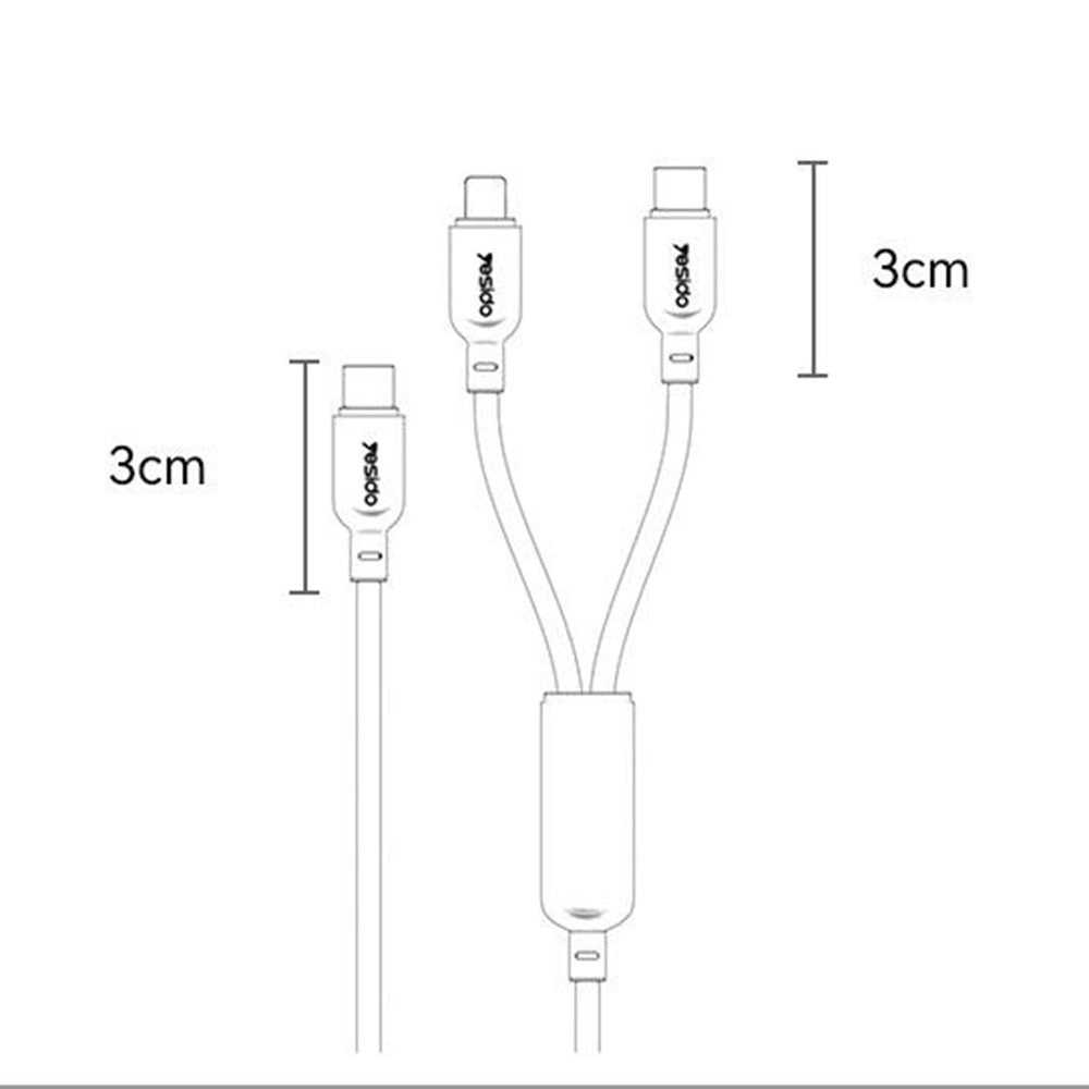 YESIDO CA92 2 in 1 USB C to Dual USB C Splitter Cable PD 100W Fast Charging Braided Wire
