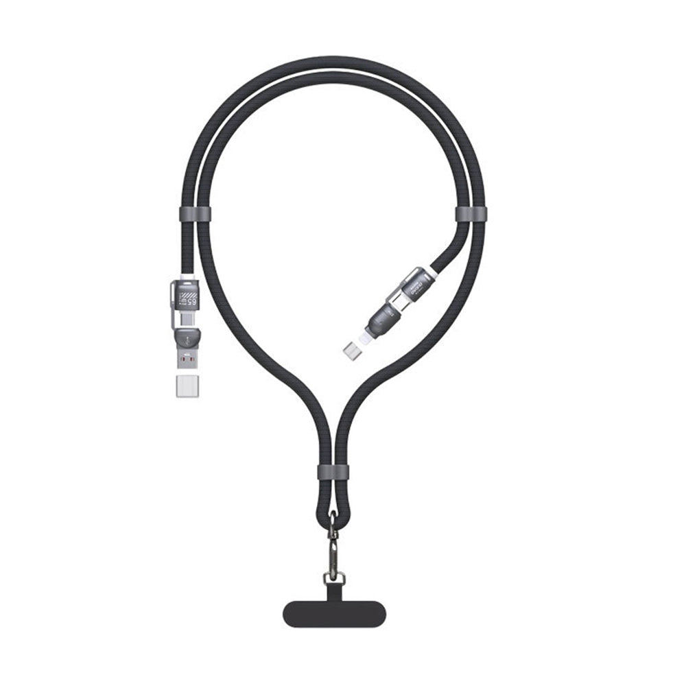 DUDAO L20Max 4-i-1 Hurtigopladningskabel 65W Flettet Nøglesnor til Apple Huawei Type-C / iP Multi-Enhed Oplader