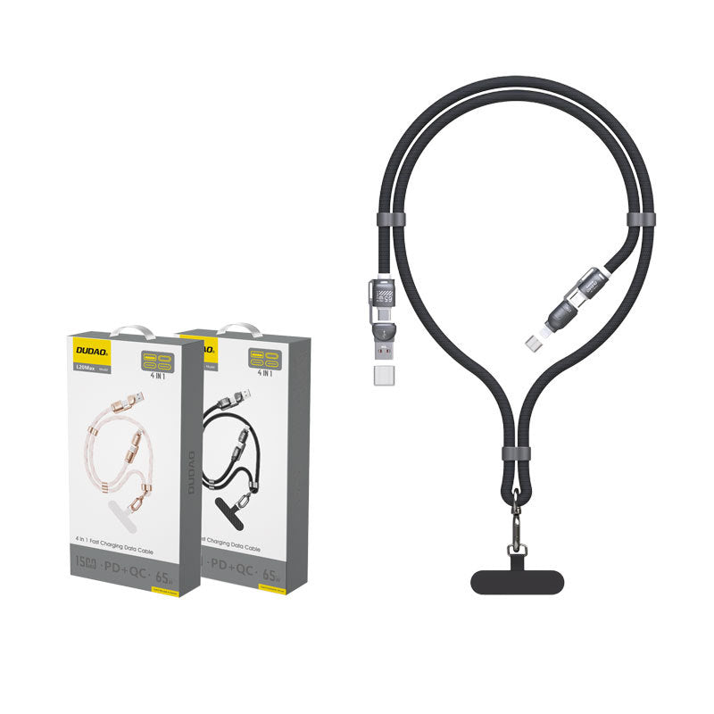 DUDAO L20Max 4-i-1 Hurtigopladningskabel 65W Flettet Nøglesnor til Apple Huawei Type-C / iP Multi-Enhed Oplader