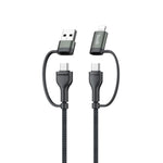BUDI DC259ATTL12B 4 i 1 1,2 m PD 65W USB / Type-C til iP / Type-C opladerkabel Hurtigt opladningskabel