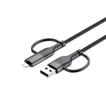 BUDI DC259ATTL12B 4 i 1 1,2 m PD 65W USB / Type-C til iP / Type-C opladerkabel Hurtigt opladningskabel