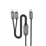 BUDI DC266TTL12B 1,2 m 2-i-1 USB-C til USB-C / iP-kabel 100 W hurtigopladning datasynkronisering flettet ledning