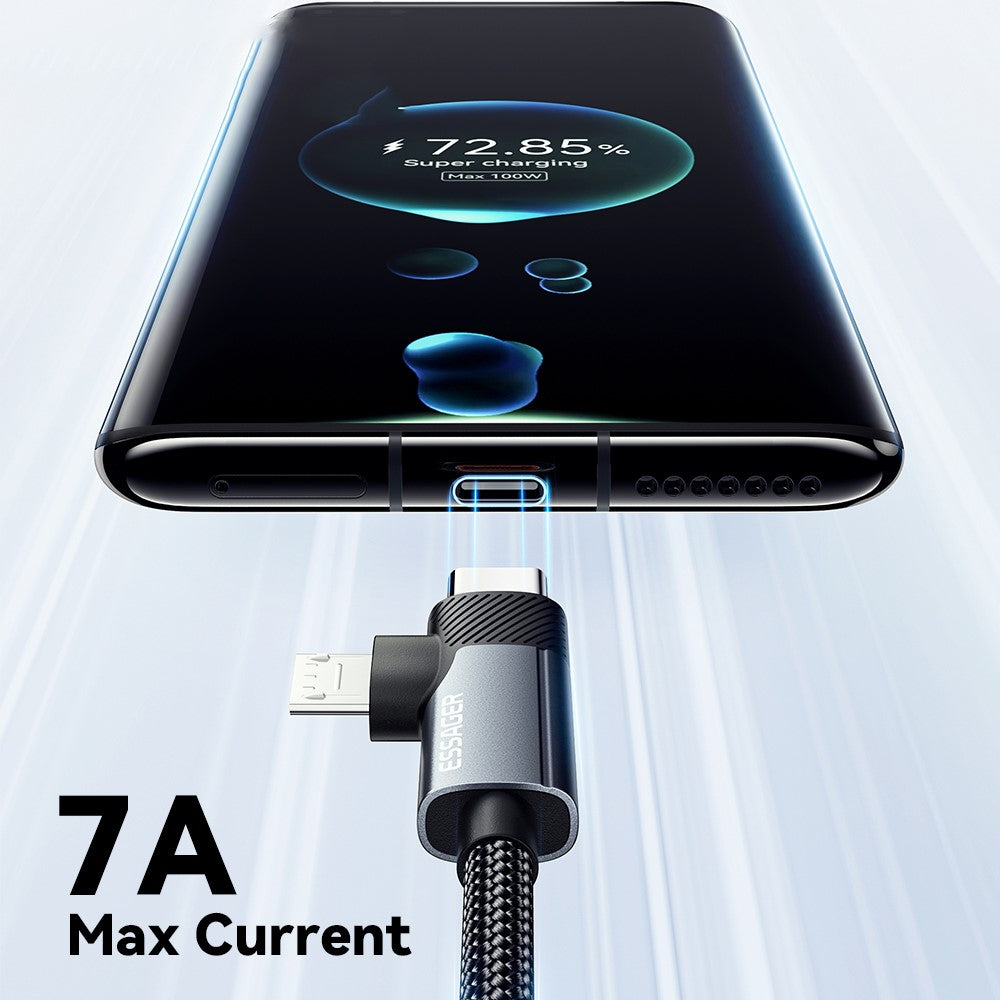 ESSAGER 2m USB-A to USB-C  /  Micro 480Mbps Data Sync Cord 7A 100W Fast Charging Cable