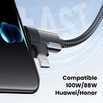 ESSAGER 2m USB-A to USB-C  /  Micro 480Mbps Data Sync Cord 7A 100W Fast Charging Cable