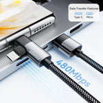 ESSAGER 2m USB-A to USB-C  /  Micro 480Mbps Data Sync Cord 7A 100W Fast Charging Cable