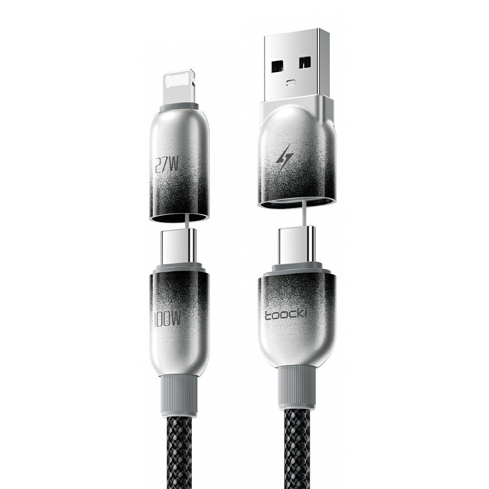 TOOCKI X118C2 1,2 m USB-A / USB-C til USB-C / iP 480 Mbps datakabel PD 100 W hurtigopladningskabel med E-Marker-chip til bærbar computer/telefon