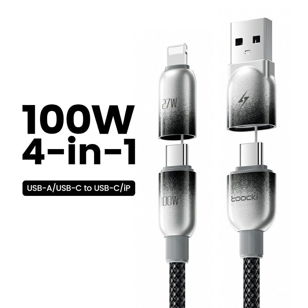 TOOCKI X118C2 1,2 m USB-A / USB-C til USB-C / iP 480 Mbps datakabel PD 100 W hurtigopladningskabel med E-Marker-chip til bærbar computer/telefon