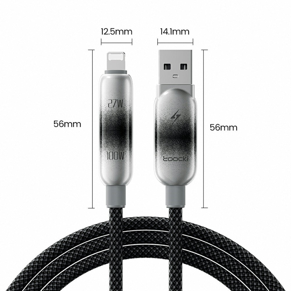 TOOCKI X118C2 1,2 m USB-A / USB-C til USB-C / iP 480 Mbps datakabel PD 100 W hurtigopladningskabel med E-Marker-chip til bærbar computer/telefon