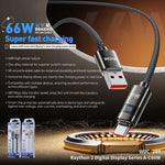 WEKOME WDC-103 1.2m 66W USB A to Type-C Cable with Digital Display 480Mbps Data Transfer Cable with Smart Chip Protection