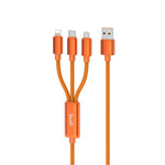 BUDI DC271T315C 1.5m USB-A to Type-C  /  iP  /  Micro 3 in 1 Nylon Braided Wire 3A Fast Charging Data Cable