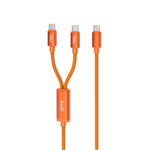 BUDI DC271TTT15C 1,5 m USB-C til Dobbelt USB-C 100W Hurtigopladningskabel Nylonflettet Datakabel