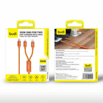 BUDI DC271TTL15C 1,5 m USB-C til USB-C / iP nylonflettet datakabel 100W hurtigopladningskabel