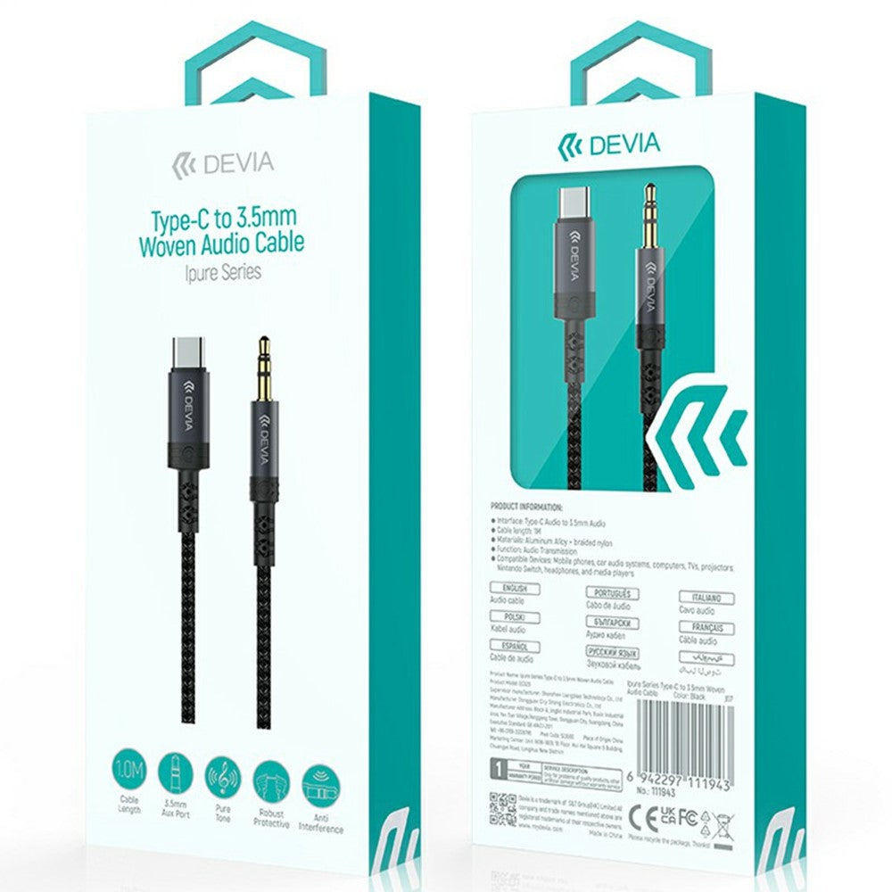 DEVIA EC620 1m Ipure Series Type-C to 3.5mm Audio Cable Braided Nylon Audio Cable