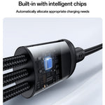 YESIDO CA203 USB-A / USB-C til iP / USB-C / Micro Hurtigopladningskabel Flettet Opladerkabel til iPhone Samsung Huawei Xiaomi
