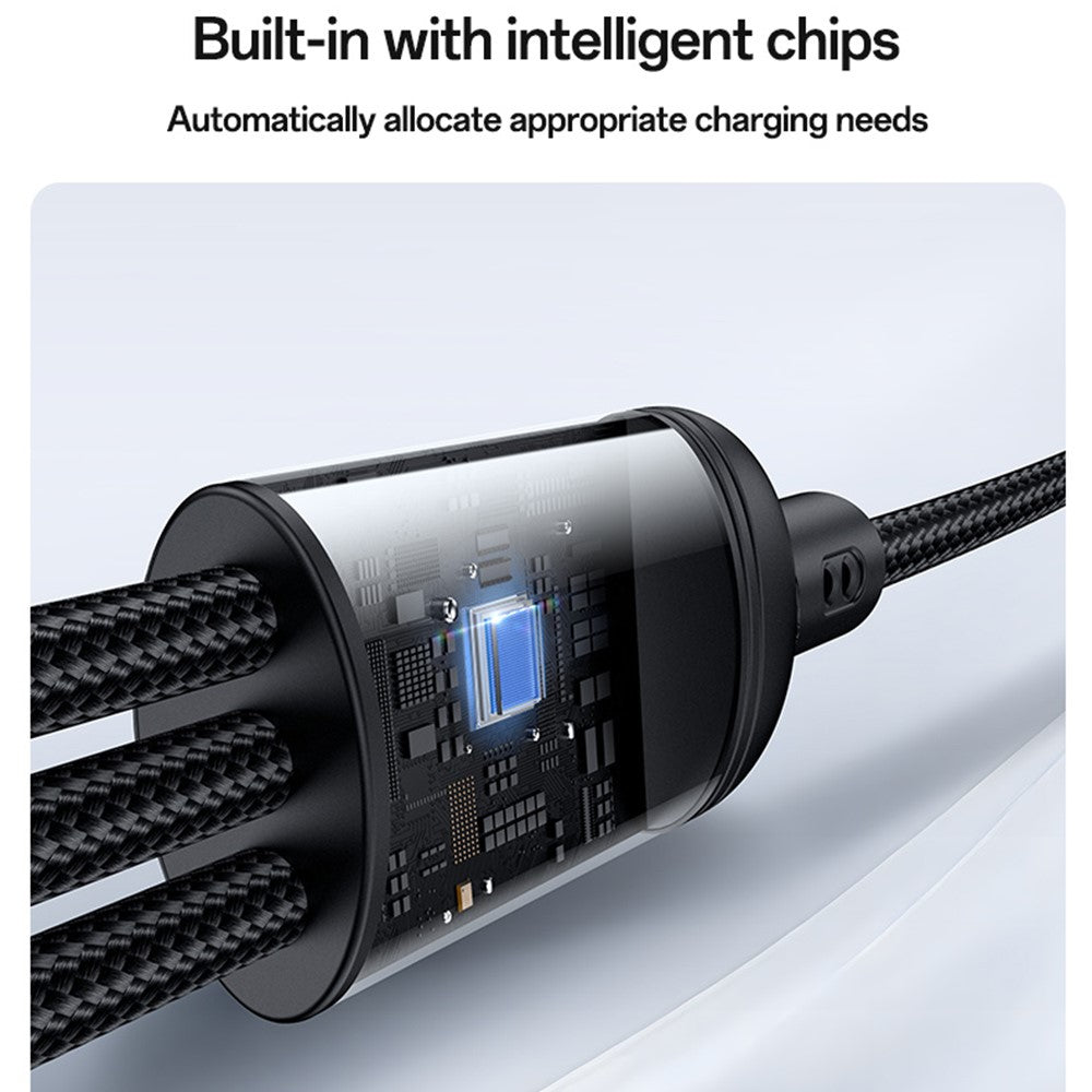 YESIDO CA203 USB-A / USB-C til iP / USB-C / Micro Hurtigopladningskabel Flettet Opladerkabel til iPhone Samsung Huawei Xiaomi