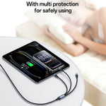YESIDO CA203 USB-A / USB-C til iP / USB-C / Micro Hurtigopladningskabel Flettet Opladerkabel til iPhone Samsung Huawei Xiaomi