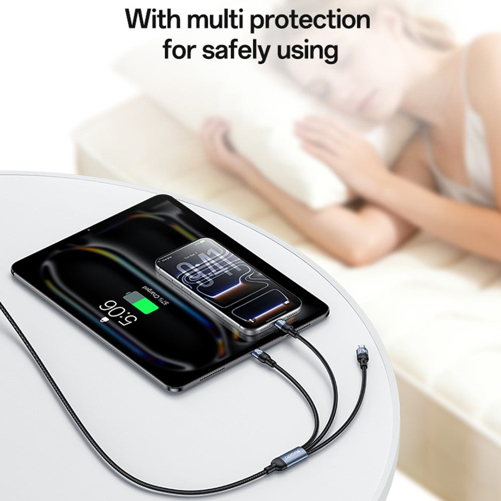 YESIDO CA203 USB-A / USB-C til iP / USB-C / Micro Hurtigopladningskabel Flettet Opladerkabel til iPhone Samsung Huawei Xiaomi