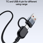 YESIDO CA203 USB-A / USB-C til iP / USB-C / Micro Hurtigopladningskabel Flettet Opladerkabel til iPhone Samsung Huawei Xiaomi