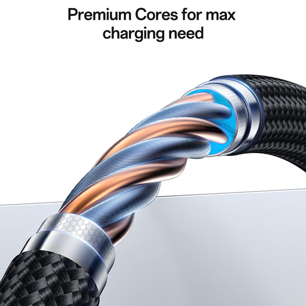 YESIDO CA203 USB-A / USB-C til iP / USB-C / Micro Hurtigopladningskabel Flettet Opladerkabel til iPhone Samsung Huawei Xiaomi