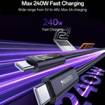 YESIDO CA211 Thunderbolt 5 USB-C to USB-C Cable 80Gbps 240W Fast Charging 16K Video Cable