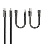 AZEADA AZ-B11th 1,5 m 4-i-1 USB-C / USB-A til USB-C / iP 60 W flettet data-kabel til hurtig opladning
