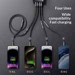 AZEADA AZ-B11th 1,5 m 4-i-1 USB-C / USB-A til USB-C / iP 60 W flettet data-kabel til hurtig opladning