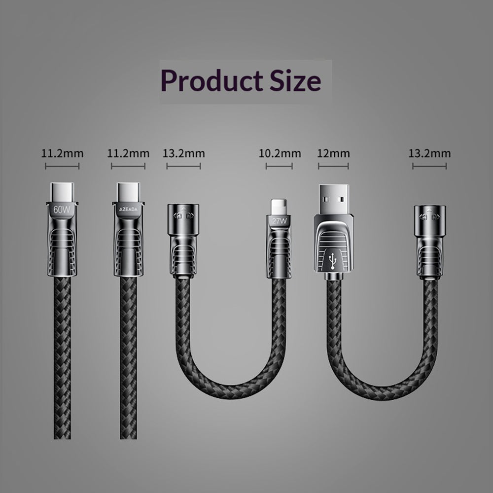 AZEADA AZ-B11th 1,5 m 4-i-1 USB-C / USB-A til USB-C / iP 60 W flettet data-kabel til hurtig opladning