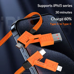 AZEADA AZ-B06th 1.5m USB-A/USB-C to USB-C/iP Braided Data Cable 65W Fast Charging Cable