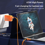 AZEADA AZ-B06th 1.5m USB-A/USB-C to USB-C/iP Braided Data Cable 65W Fast Charging Cable