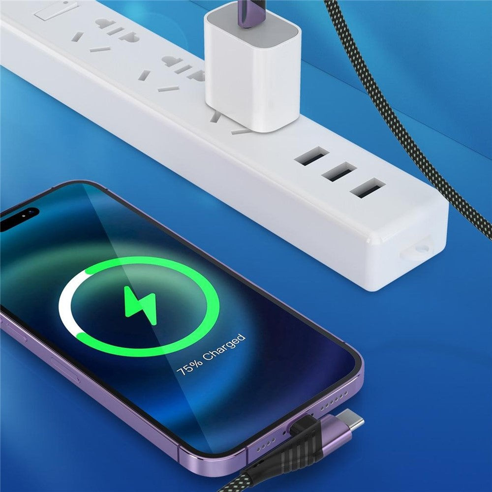2m 2 in 1 USB-C to USB-C + Lightning Cable PD 65W + PD 27W Fast Charging Data Cord