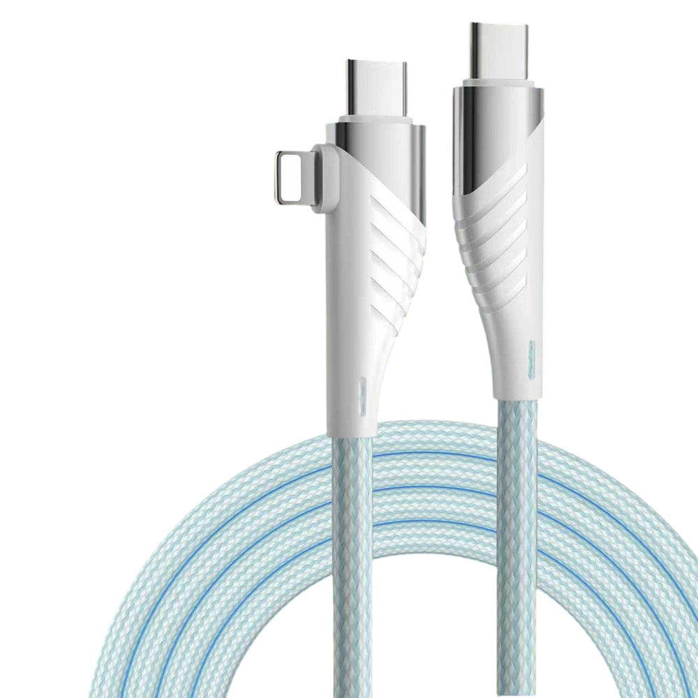 2m 2 in 1 USB-C to USB-C + Lightning Cable PD 65W + PD 27W Fast Charging Data Cord