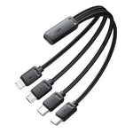 ESSAGER 4 in 1 Cable Type-C to 2 Type-C Micro iP (5-14) 3A Fast Charging Cable 16cm