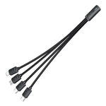 ESSAGER 4 in 1 Cable Type-C to 2 Type-C Micro iP (5-14) 3A Fast Charging Cable 16cm