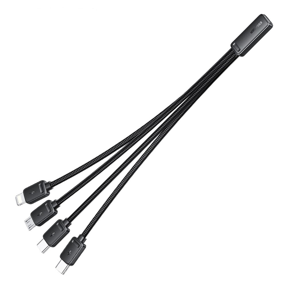 ESSAGER 4 in 1 Cable Type-C to 2 Type-C Micro iP (5-14) 3A Fast Charging Cable 16cm