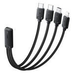 ESSAGER 4 in 1 Cable Type-C to 2 Type-C Micro iP (5-14) 3A Fast Charging Cable 16cm