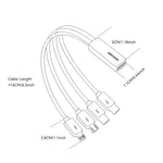 ESSAGER 4 in 1 Cable Type-C to 2 Type-C Micro iP (5-14) 3A Fast Charging Cable 16cm
