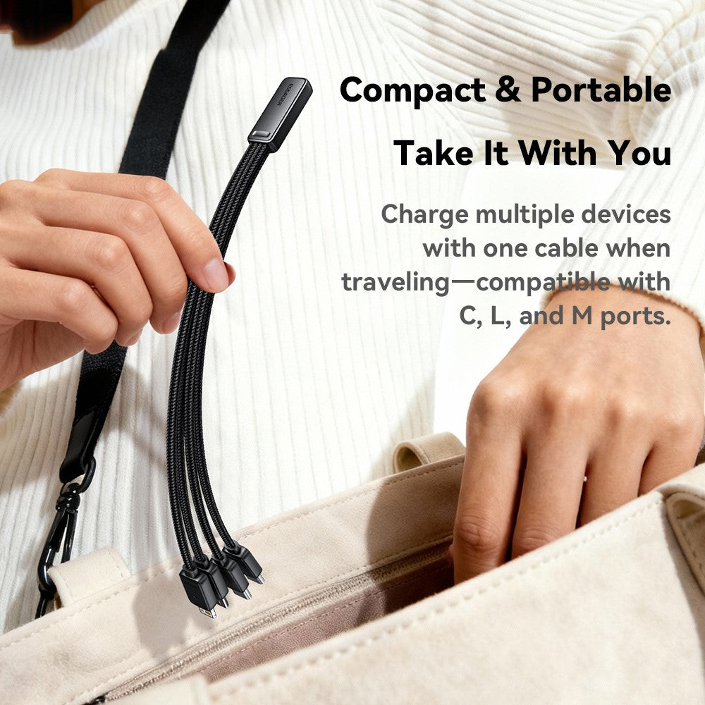ESSAGER 4 in 1 Cable Type-C to 2 Type-C Micro iP (5-14) 3A Fast Charging Cable 16cm
