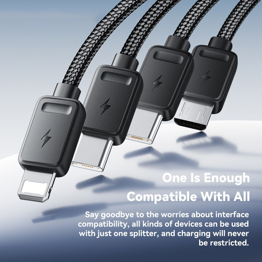ESSAGER 4 in 1 Cable Type-C to 2 Type-C Micro iP (5-14) 3A Fast Charging Cable 16cm